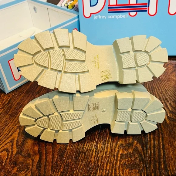 JEFFREY CAMPBELL Cream Play Pleu Rain Boots 8M Chunky Platform Ankle Chelsea NEW - Picture 4 of 7